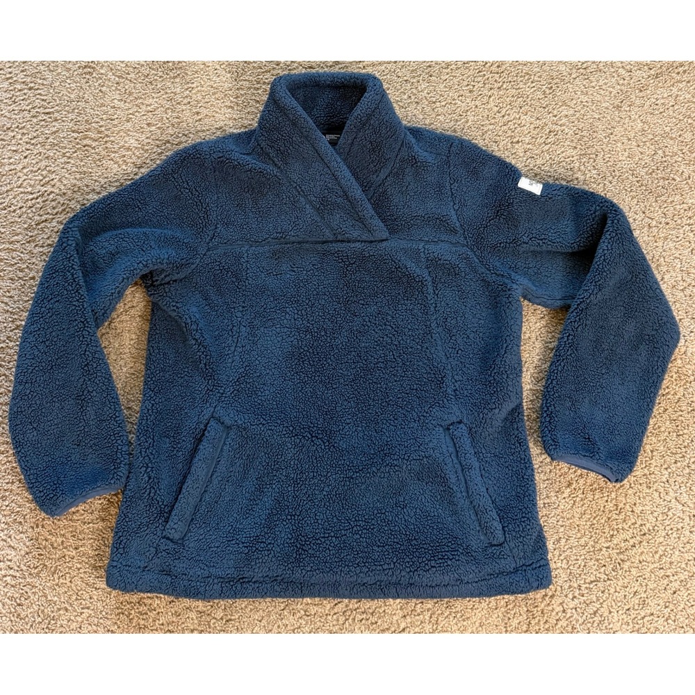 The North Face Dunraven Sherpa Fleece Pullover Blue Shawl Neck Women Large